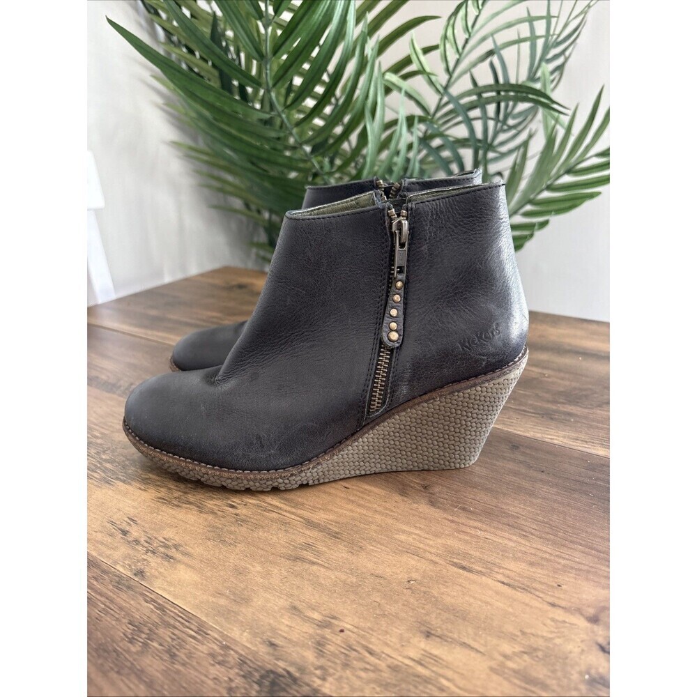 Kickers Womens Size 8 (39) Leather Double Zip Wedge Ankle Boots 317501 - Picture 3 of 8